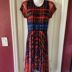 Plaid Red and Blue Women's Dress